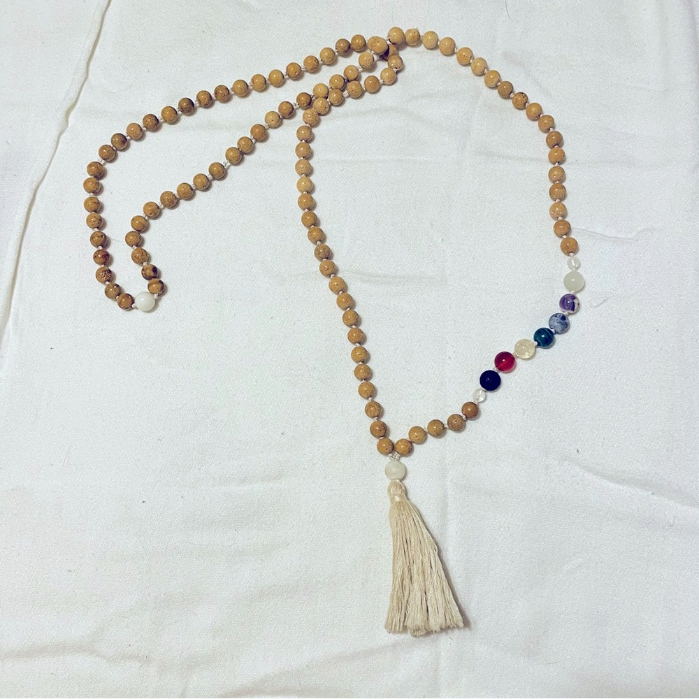 Handmade Lotus 🪷 Seed Beaded Necklace with Tassel